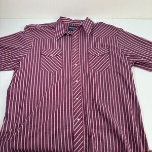 Wrangler Western Shirts Mens XXLarge‎ Red Blue Plaid Short Sleeve Snap Front